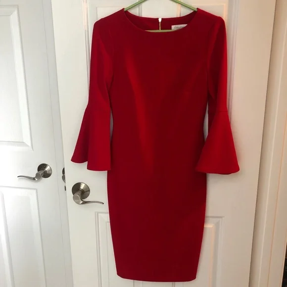 Calvin Klein Bell-Sleeve Dress - Red 2